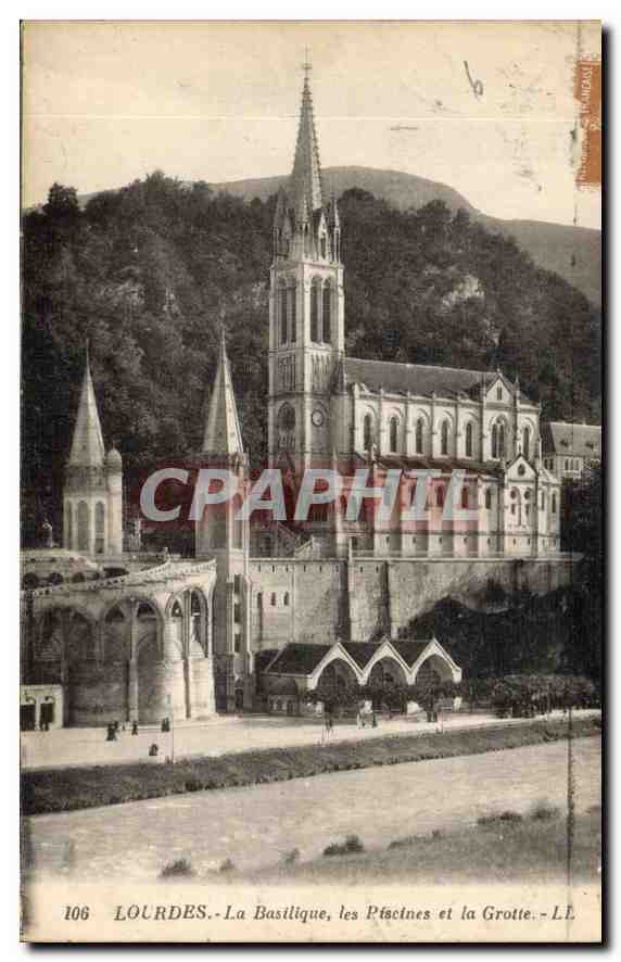 CPA Lourdes La Basilique les Piscines et la Grotte 