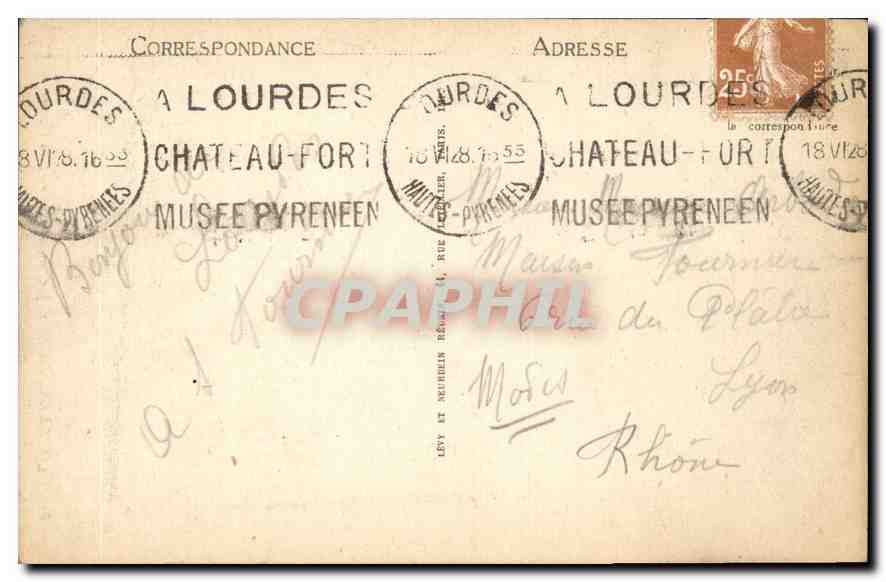 CPA Lourdes La Basilique les Piscines et la Grotte  — Verso