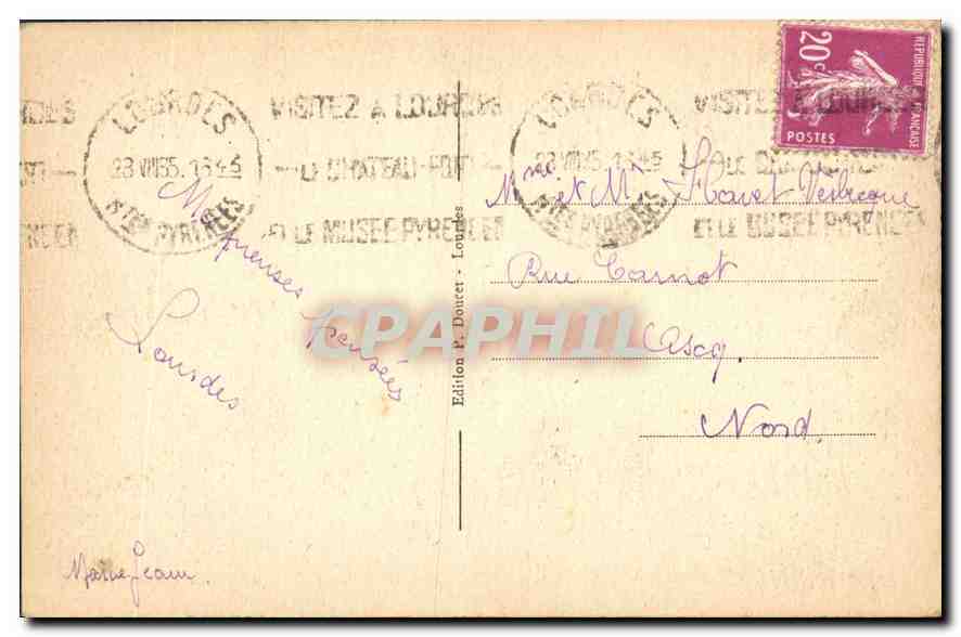 CPA Souvenir de Notre Dame de Lourdes  — Verso