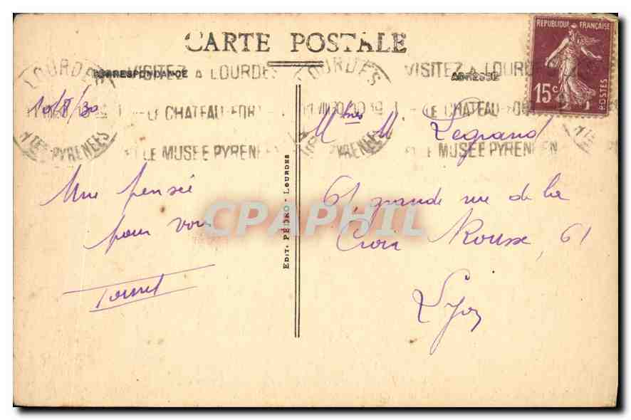 CPA Lourdes La Vierge couronnee et le Chateau Fort  — Verso