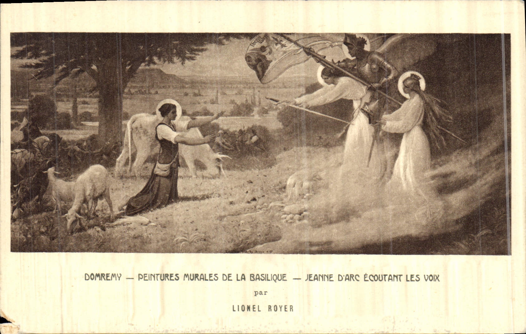 Domrémy — Peintures murales de la basilique — Jeanne d'Arc écoutant les voix — par Lionel Royer