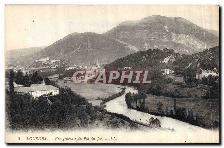 CPA Lourdes Vue generale du Pic du Jer 