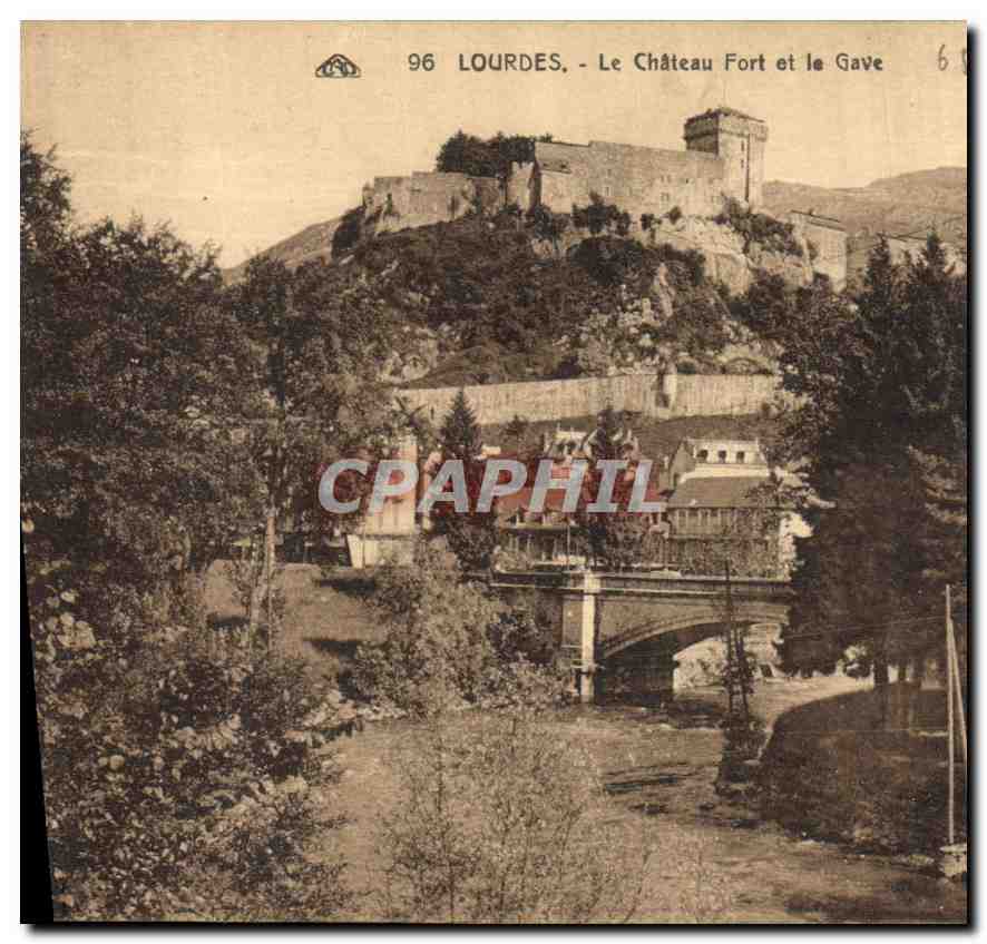 CPA Lourdes Le Chateau Fort et le Gave 