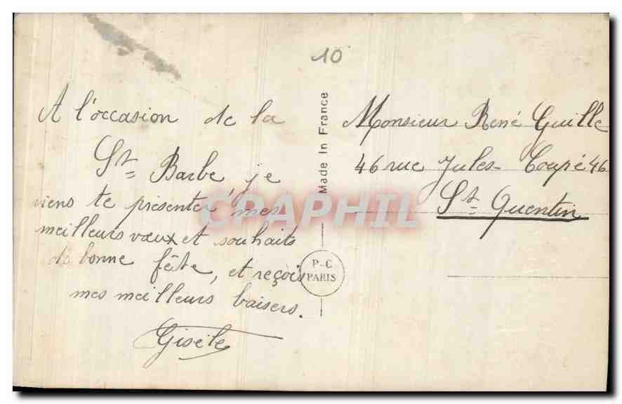 CPA Vive ste Barbe Femme pompier — Rückseite