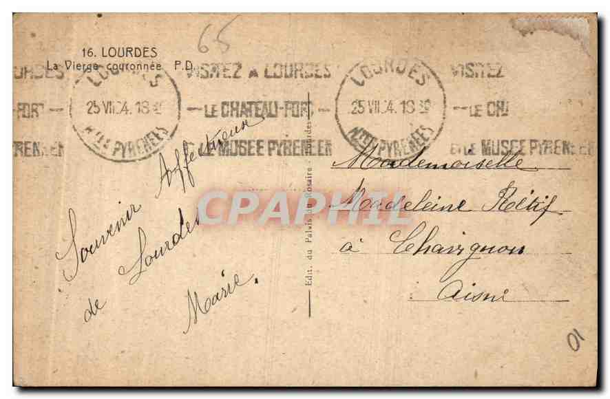 CPA Lourdes La Vierge Couronnee  — Rückseite