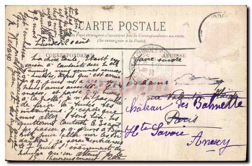 CPA Lourdes Vue generale et le Pic du Jer  — Verso