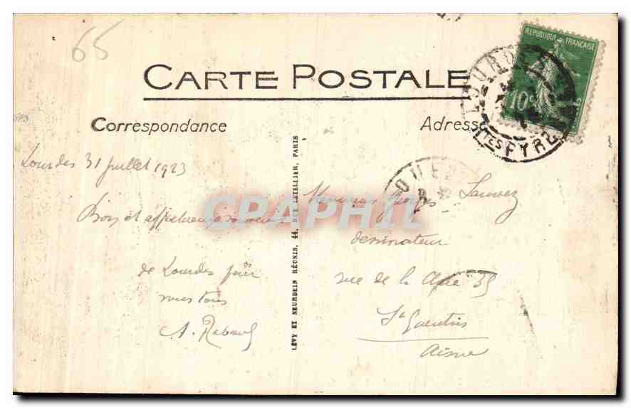 CPA Lourdes le Chateau Fort  — Verso