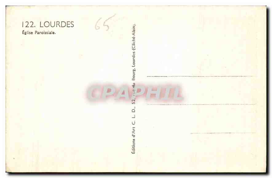 CPA Lourdes Eglise Paroissiale  — Verso