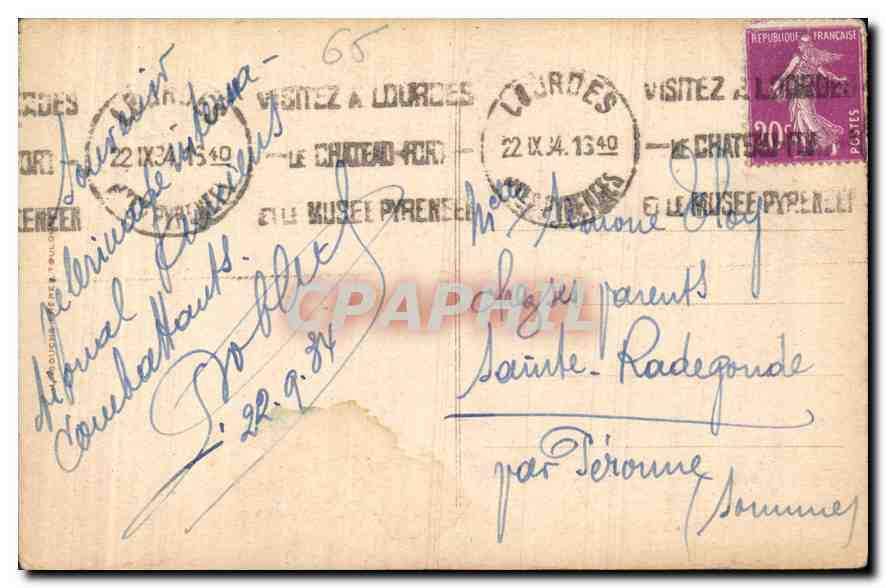 CPA Lourdes VII Station du Calvaire  — Verso