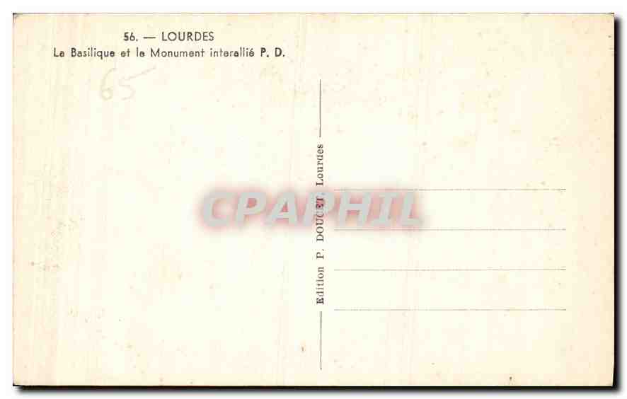CPA Lourdes la Basilique et le Monument interallie  — Verso