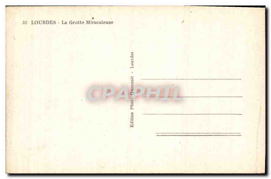 CPA Lourdes La Grotte Miraculeuse  — Verso