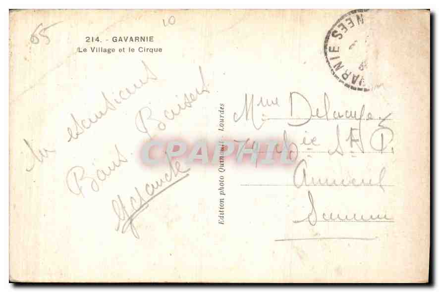 CPA Gavarnie le Village et le Cirque  — Verso