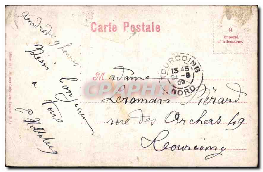 CPA Le Chateau Fort de Lourdes  — Verso