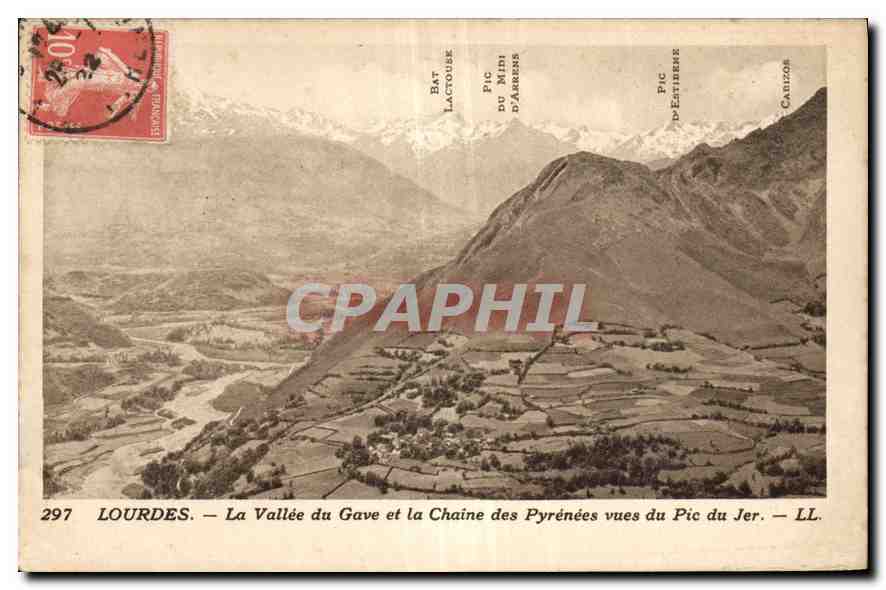 CPA Lourdes La Vallee du Gave et la Chaine des Pyrenees vues du Pic du Jer 