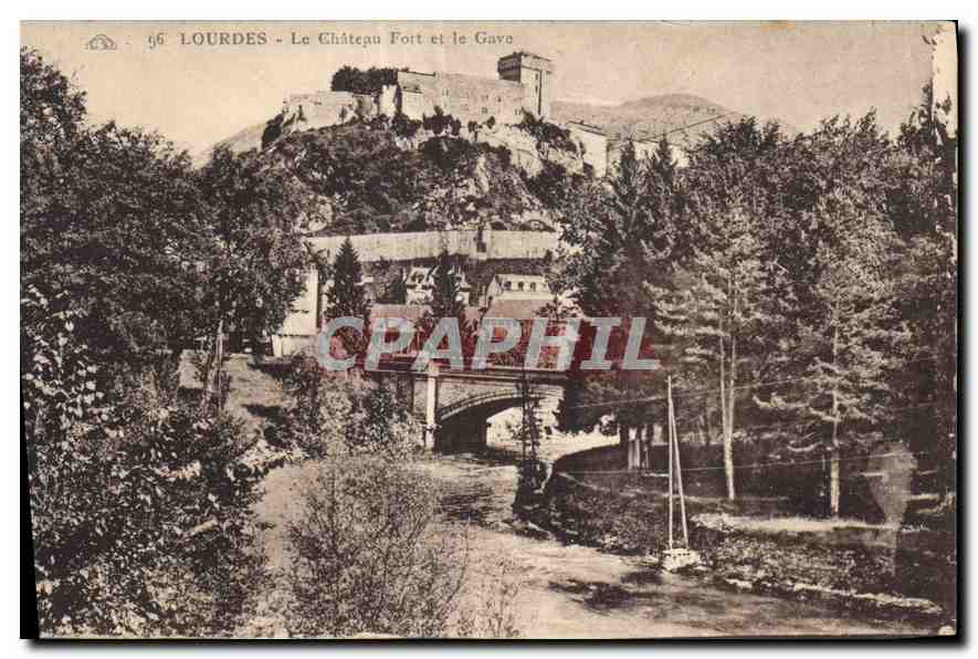 CPA Lourdes Le Chateau Fort et le Gave 