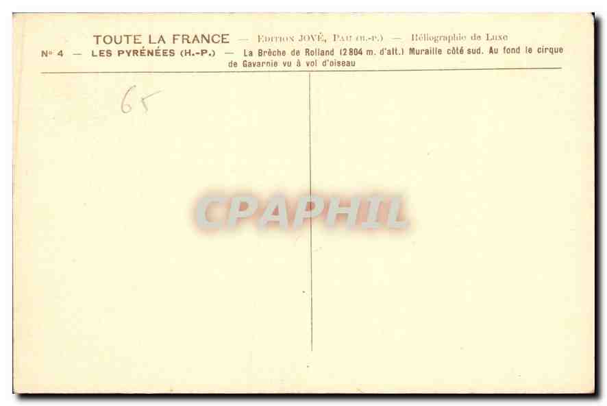 CPA Toute la France Les Pyrenees H P  — Rückseite