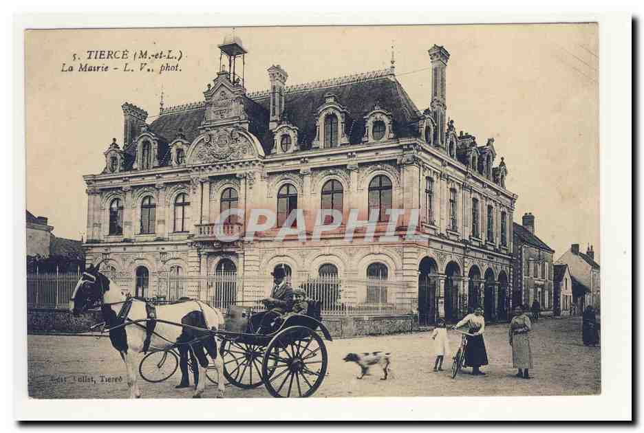 TIERCE la Mairie Cheval Cariole Animation CPA