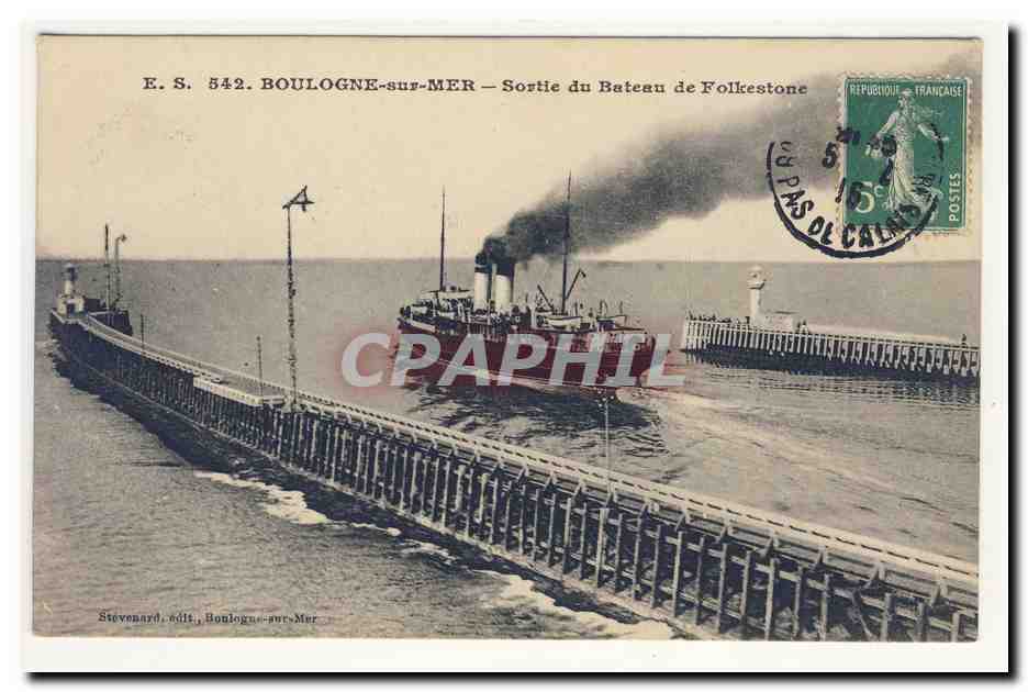 Boulogne-sur-Mer — Aankomst van de boot van Folkestone — Stevenard, uitg., Boulogne-sur-Mer