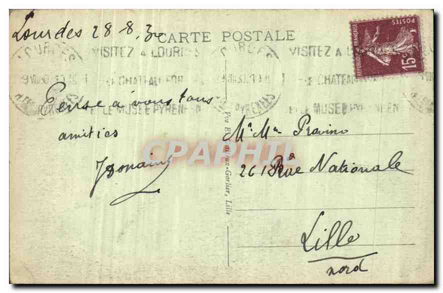 CPA Lourdes Le Gave  — Verso