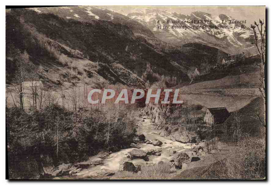 CPA Route de Gavarnie le Torrent et les Montaynes de St Sauveur 