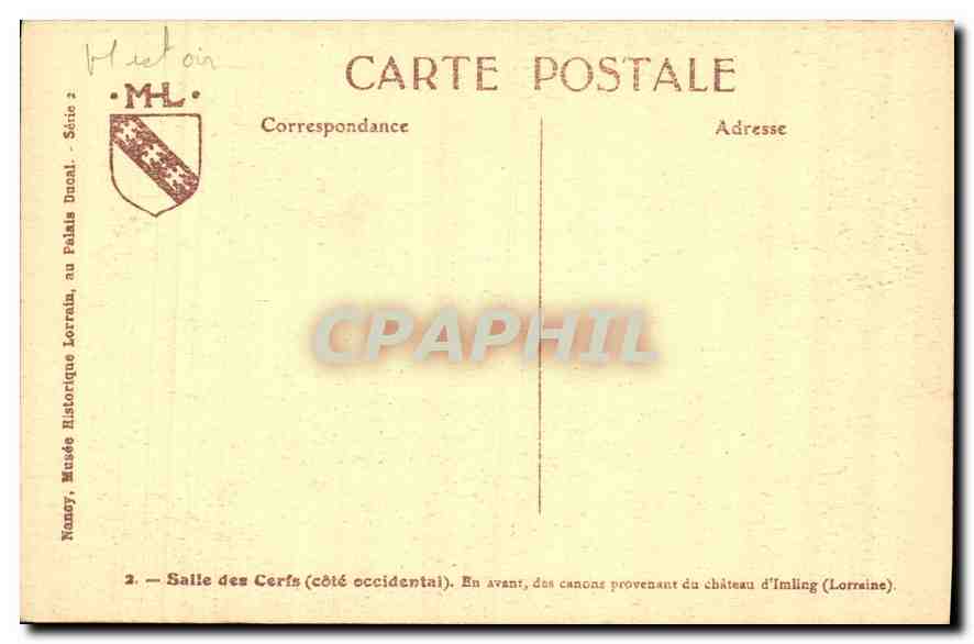 CPA Salle des Cerfs cote Occidental Chateau d'Imling — Rückseite