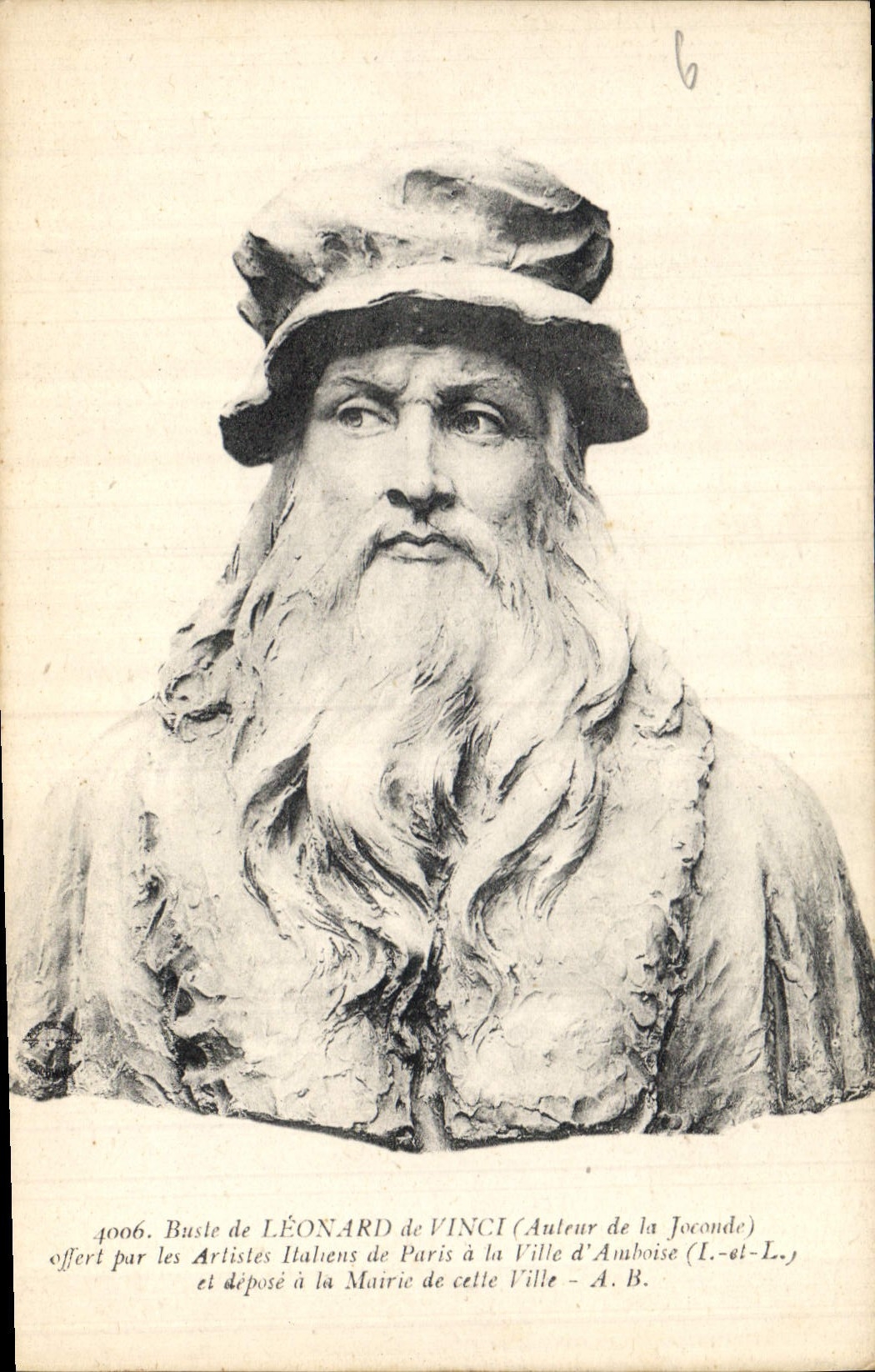 CPA Buste de Lonard de Vinci Auteur de la Joconde 