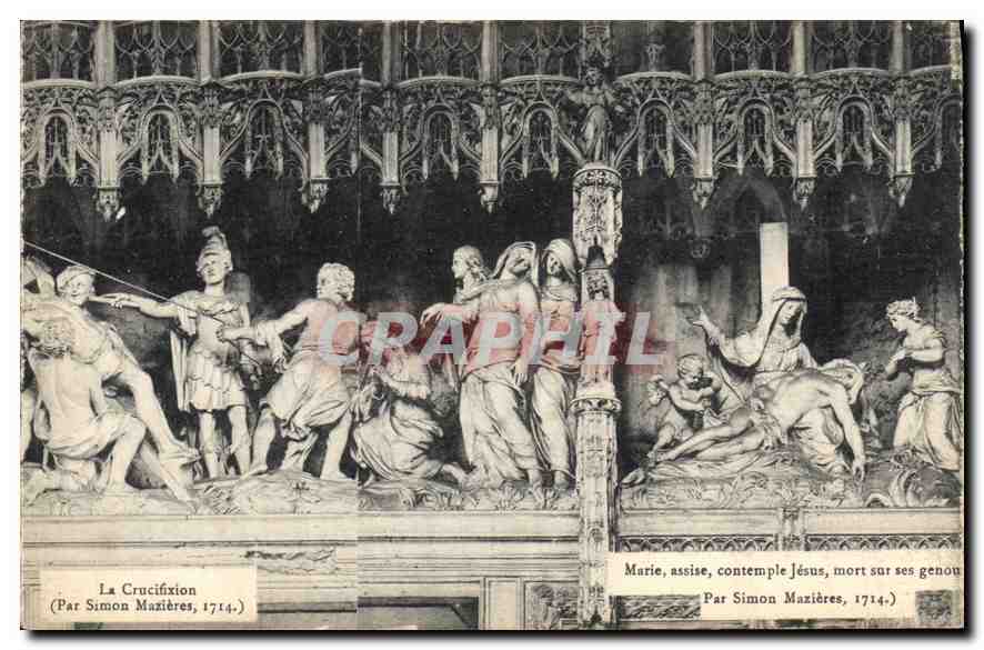 Die Kreuzigung — Skulptur von Simon Mazières, 1714 — kein Verlag oder Seriennummer sichtbar