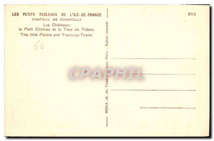 Château de Chantilly — Le Petit Château et la Tour du Trésor — Mona, n° 852 — Reverso