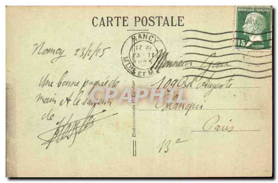 CPA Nancy Cote Est  — Rückseite