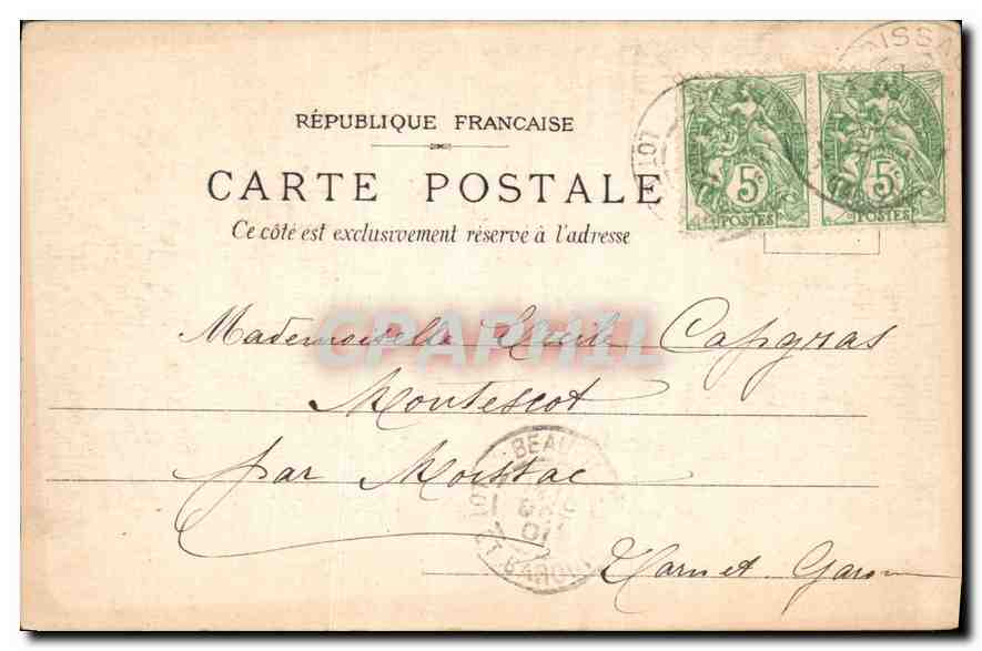 CPA Sous La Charmille  — Verso