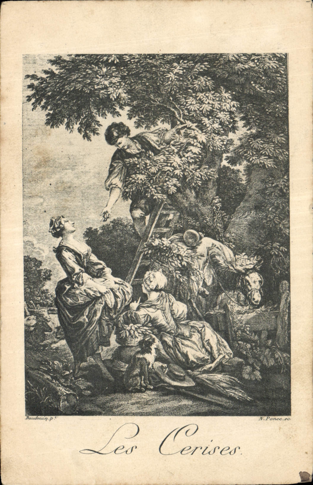 Les Cerises — gravure de N. Ponce — éditée par Baudouin