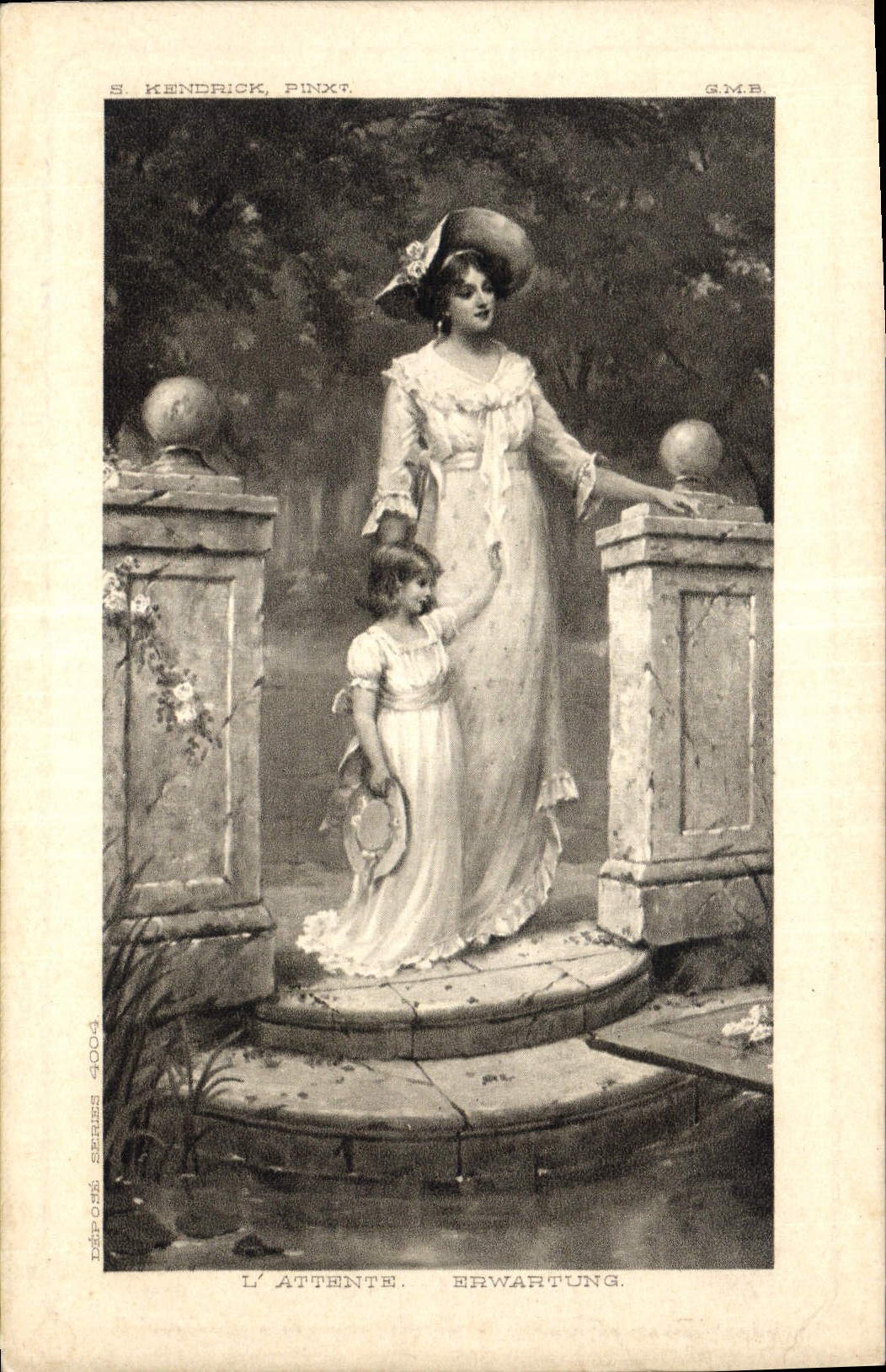 Femme et enfant — Attente — S. Kendrick, Pinkt. G.M.B. série 4004