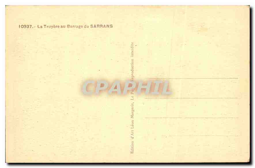 CPA La Truyere au Barrage du Sarrans  — Rückseite