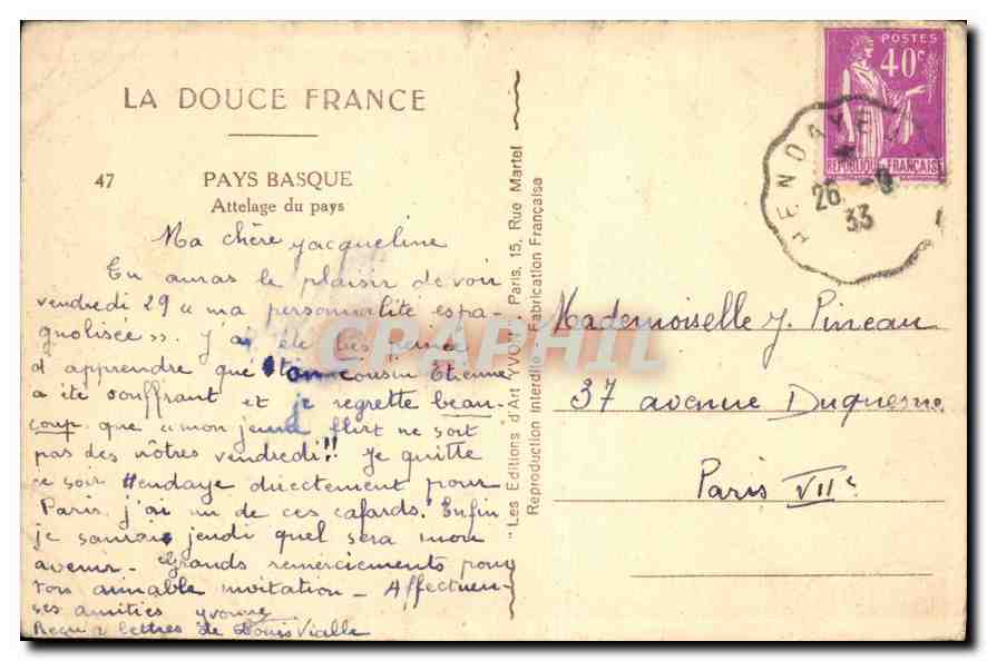 CPA La Douce France pays Basques Attelage du pays  — Rückseite