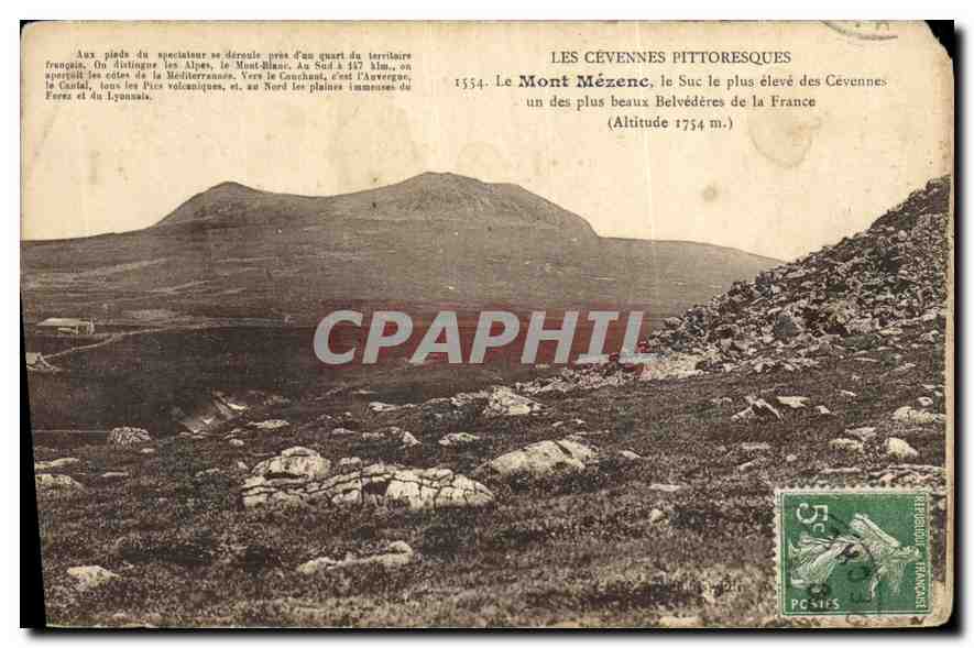 Les Cévennes pittoresques — Le Mont Mézenc, le plus élevé des Cévennes (Altitude 1754 m.)