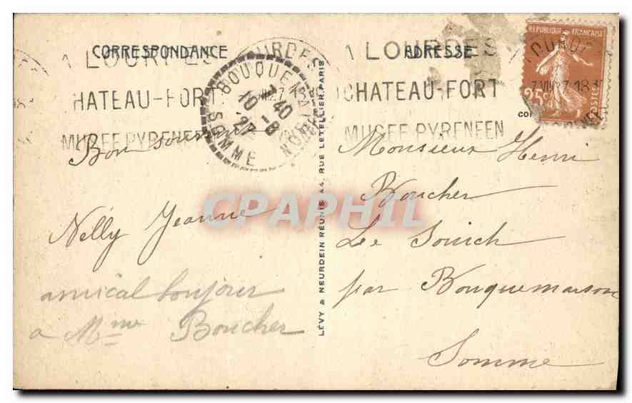 CPA Lourdes La Basilique et l'abri des Petarins  — Verso
