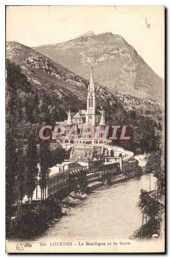CPA Lourdes La Basilique et le Gave 