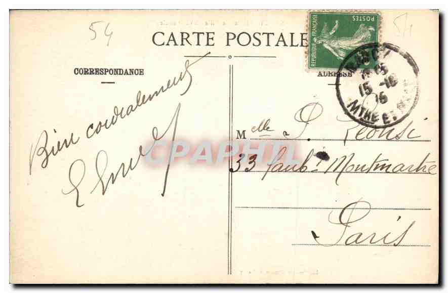 NANCY - Hôtel de Ville (XVIIIe siècle) — Imprimeries Réunies de Nancy, n°1 — Verso