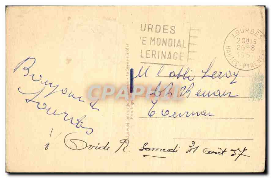 CPA Bernadette rentrant de Bartres a la Veille des apparitions  — Verso
