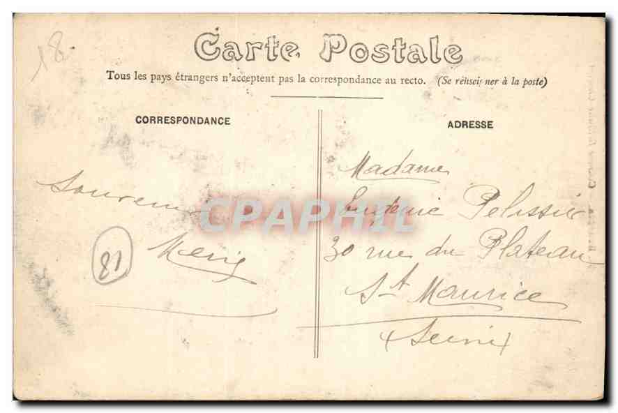 CPA Bourges Colonne Bethune Charost  — Rückseite