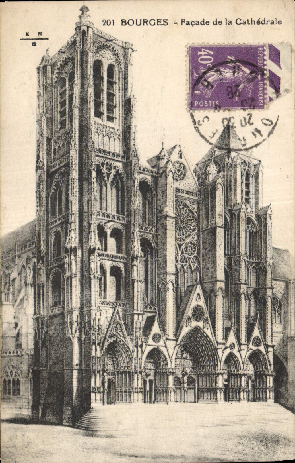 CPA Bourges Facade de la Cathedrale 