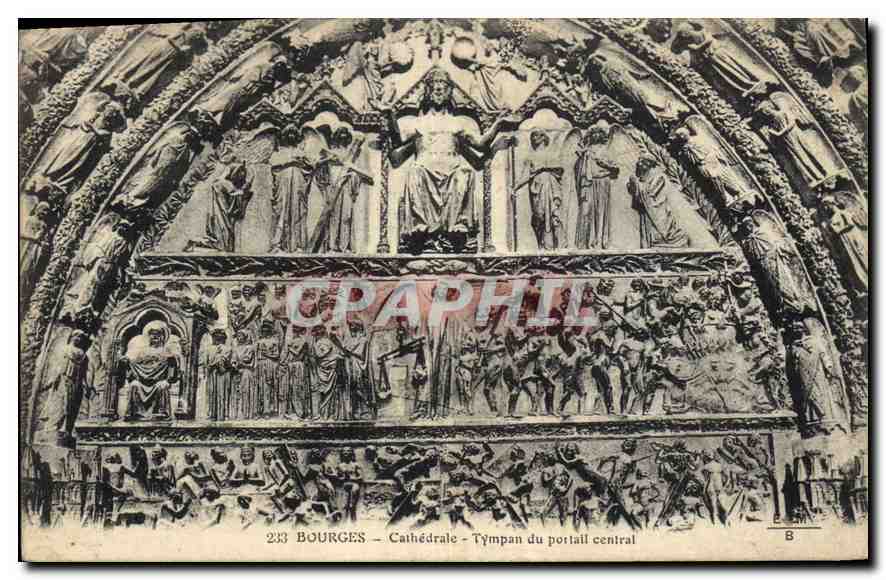 CPA Bourges Cathedrale Tympan du portail central 