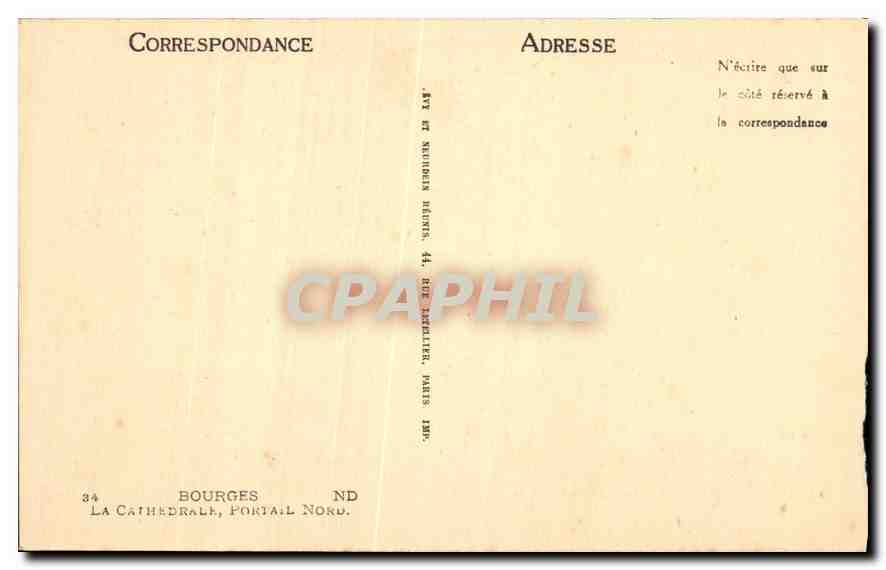 CPA Bourges La Cathedrale Portail Nord  — Back