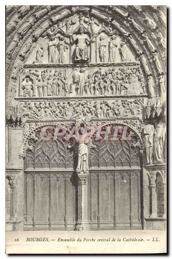 CPA Bourges Ensemble du Porche central de la Cathedrale 