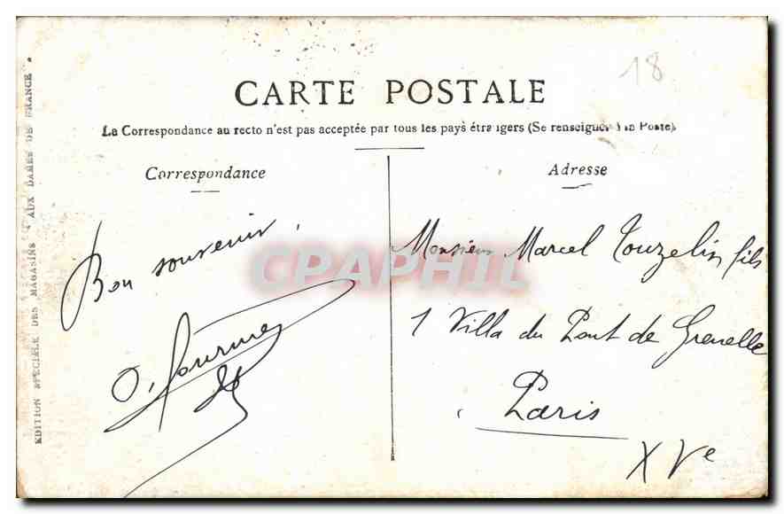CPA Bourges Palais Jacques Coeur La Grande Tour  — Rückseite