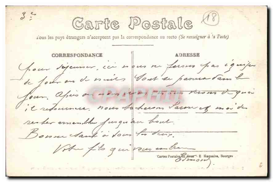 CPA Bourges Cathedrale Portail Central La Resurection et le Jugement Dernier Cote des Damnes  — Rückseite
