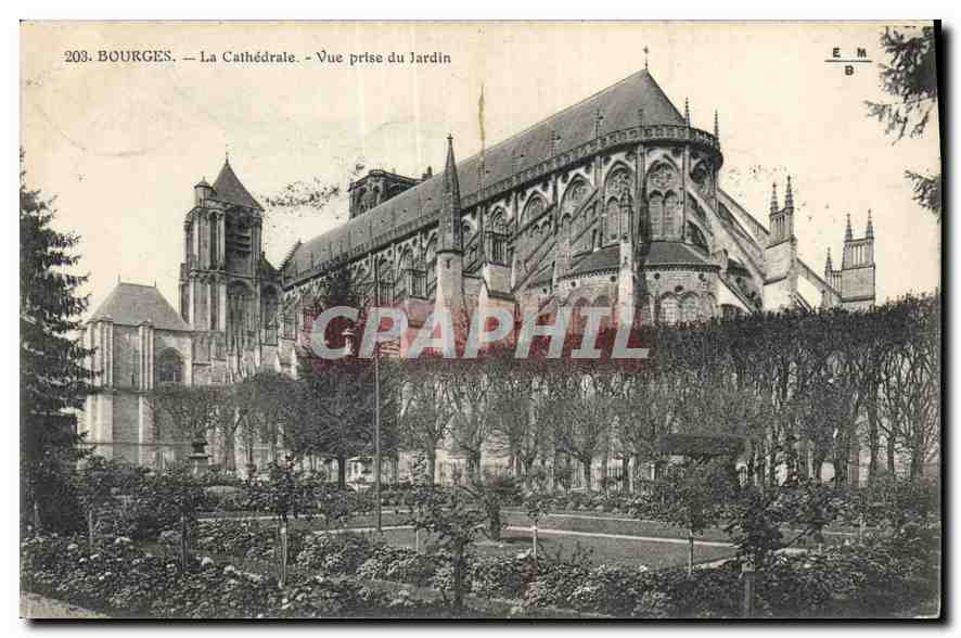 CPA Bourges La Cathedrale Vue prise du Jardin 