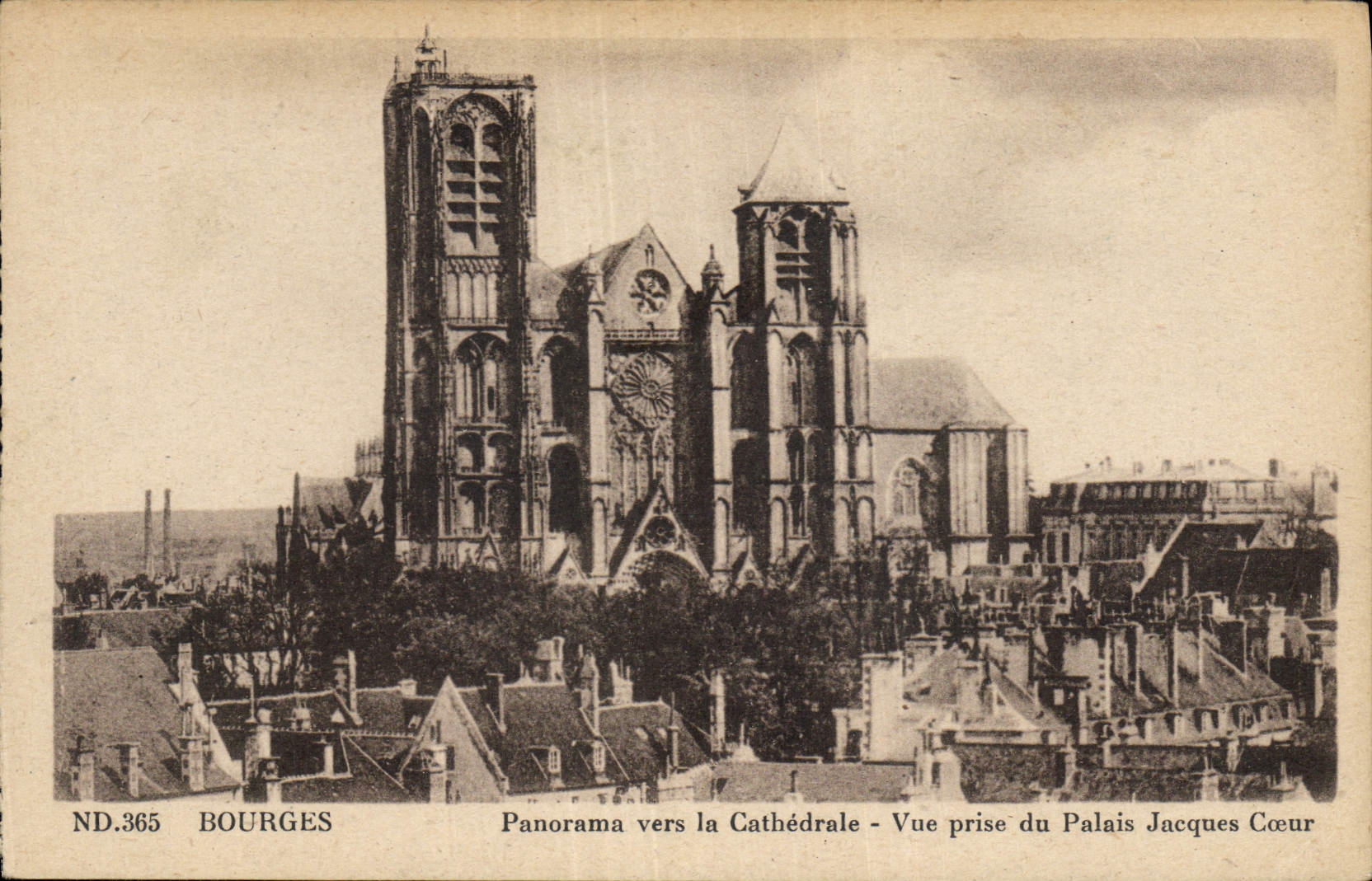 CPA Bourges Panorama vers la Cathedrale Vue prise du Palais Jacques Coeur 