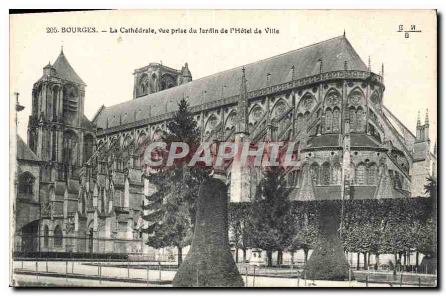 CPA Bourges La Cathedrale vue prise du Jardin de l'Hotel de Ville 