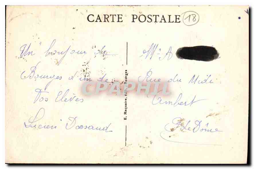 Bourges — La Cathédrale, vue prise du Jardin de l'Hôtel de Ville — E. Maquaire, n°203 — Rückseite
